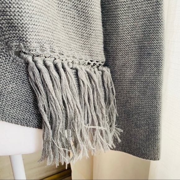 RAMY BROOK Gray Silena Crop Wool Sweater w/Fringe - Picture 4 of 12